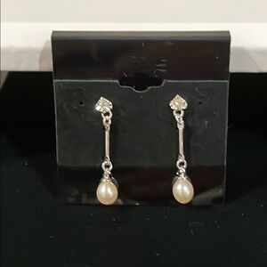 Elegant Pearl Silver Drop Earrings